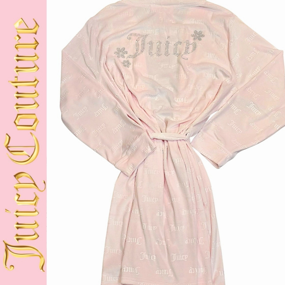 Juicy Couture Rhinrstone Flower Logo Juicy‎ Embosses Velour Robe